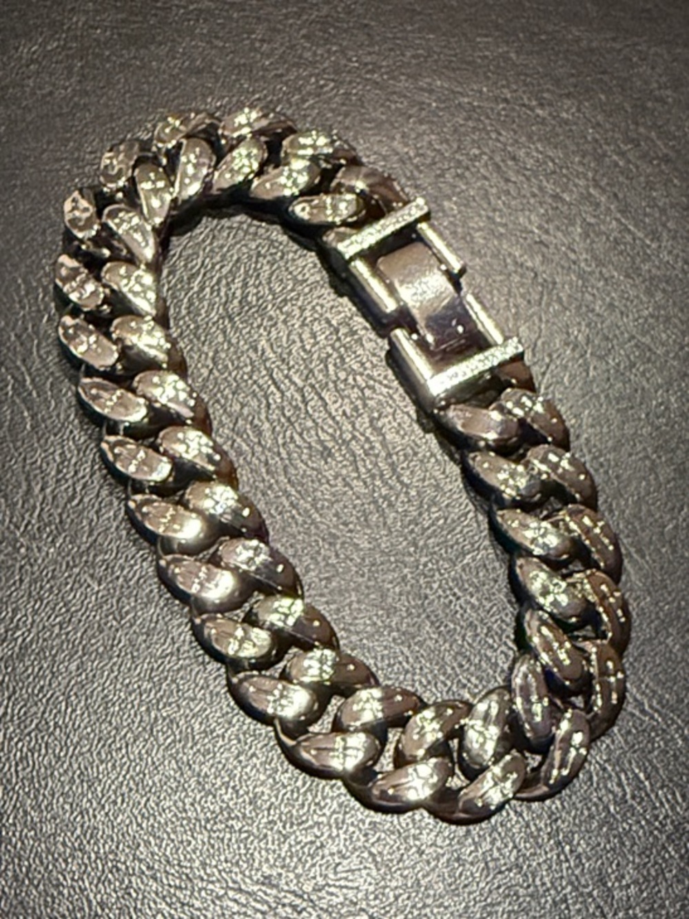 Men's White GF Cuban Link Chain Bracelet - 8”